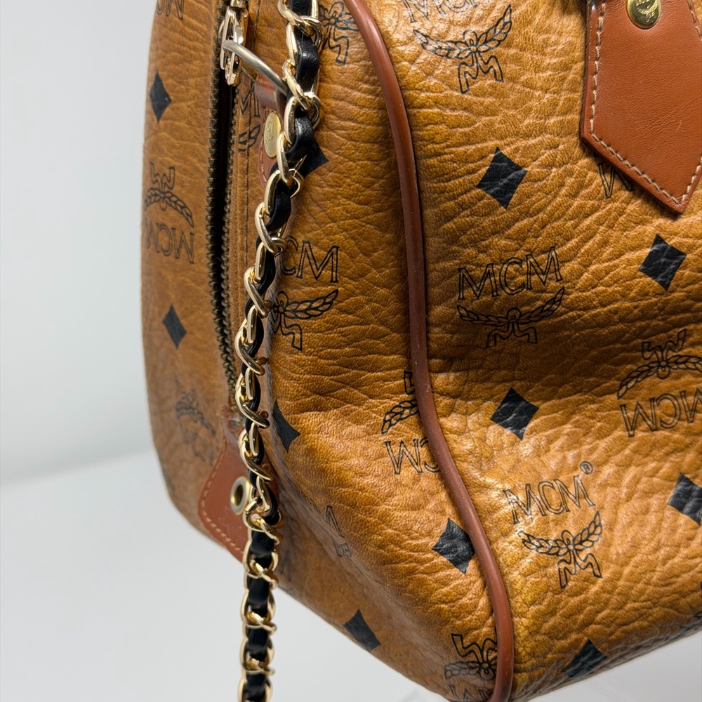 MCM Visetos Monogram Boston Women's Bag w/Crossbody Strap - Picture 7 of 11